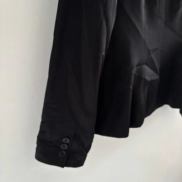 Black Satin Button Front Blazer Jacket Size 8 - Picture 13 of 14